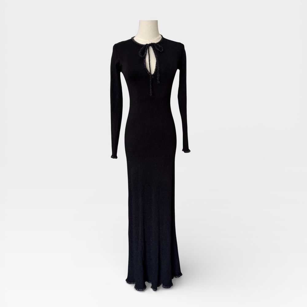 Joos Tricot Knit Long Midi Dress | Blue Lurex | NWT | Keyhole Neckline | Medium